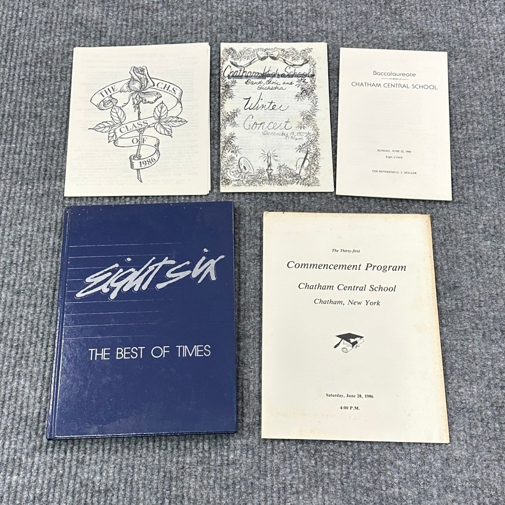 1986 Chatham High School Yearbook + Baccalaureate & Program Ephemera New York NY